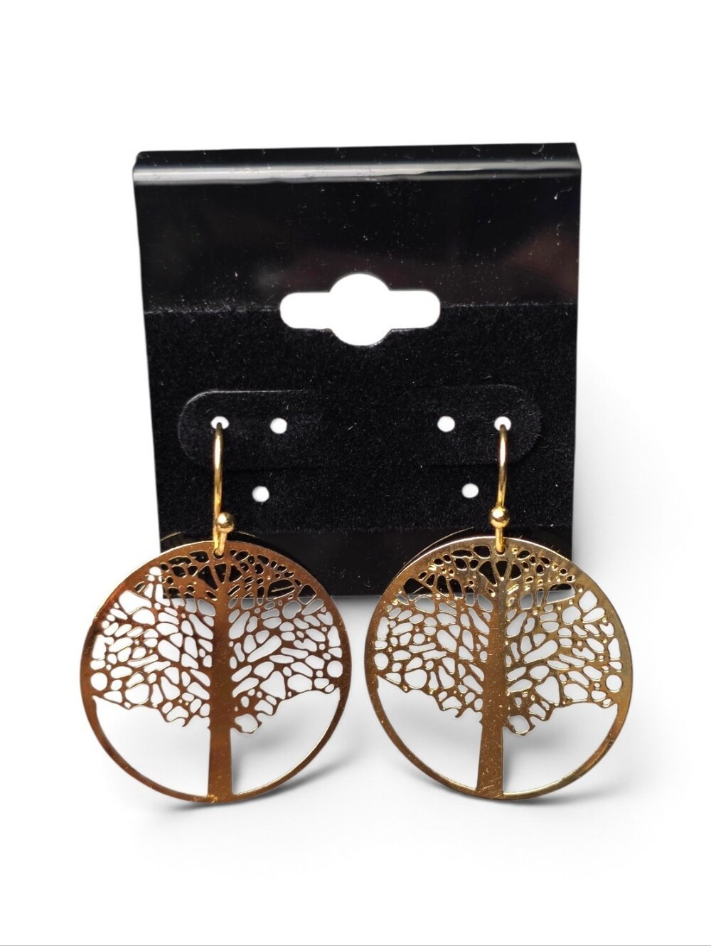 Gold Toned Tree of Life Filagree Dangle Earrings